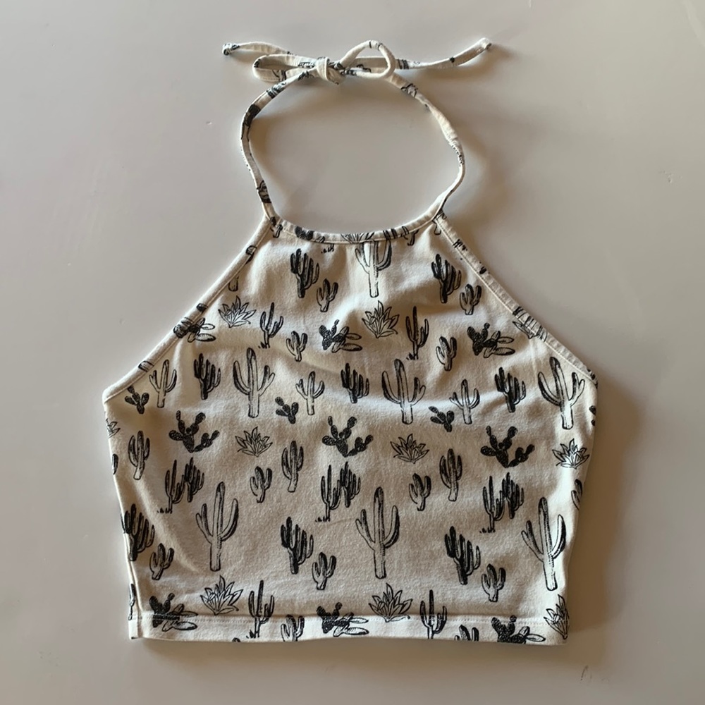 Forever 21 Crop Cactus Halter Top